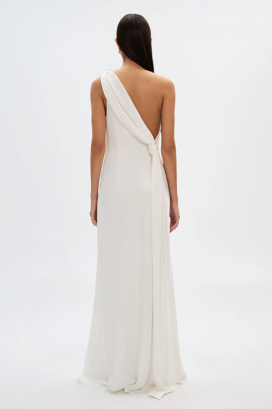 One Shoulder Satin Maxi Dress