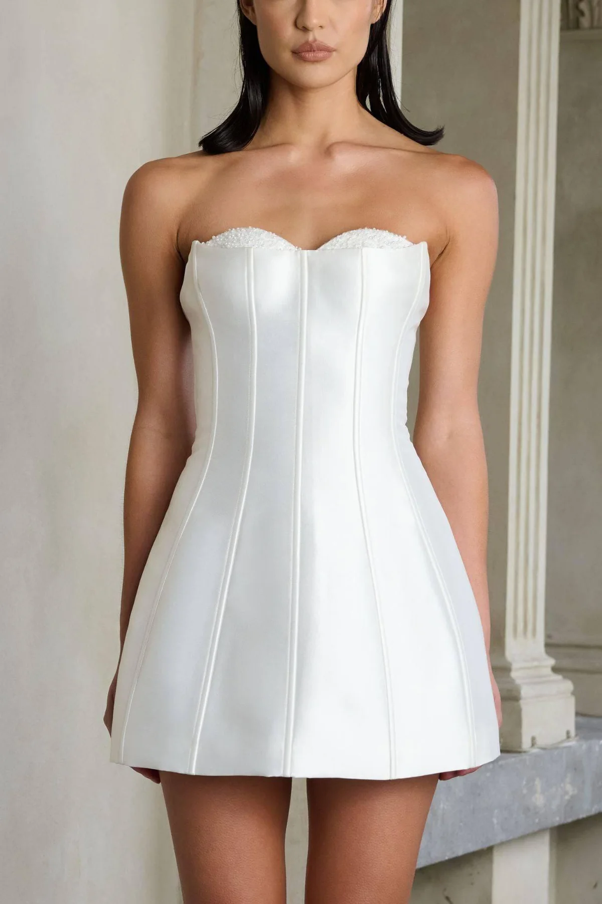 Sculpted White Mini Dress