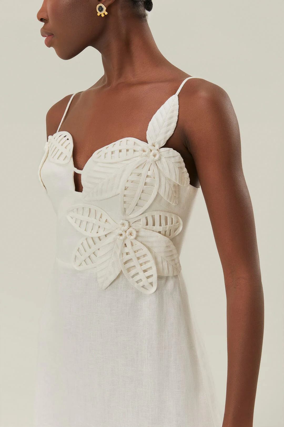 White 3D Flower Mini Dress