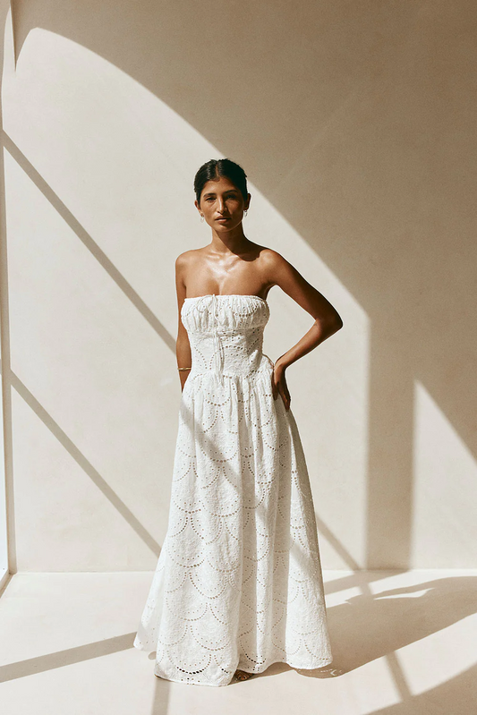Strapless Flouncy Maxi Skirt Dress