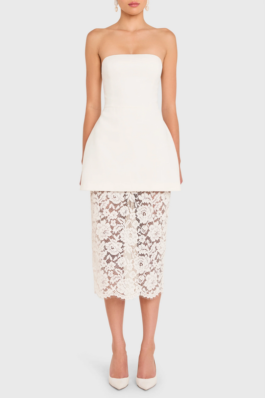 Lace Underlay Midi Dress