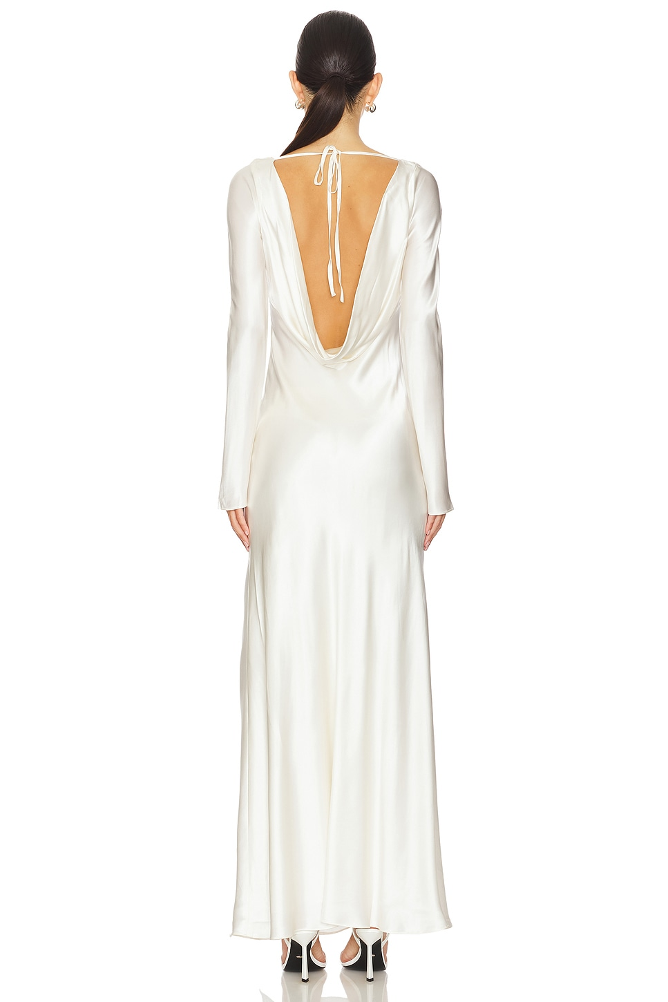 Silk Maxi Dress with Lace Slit