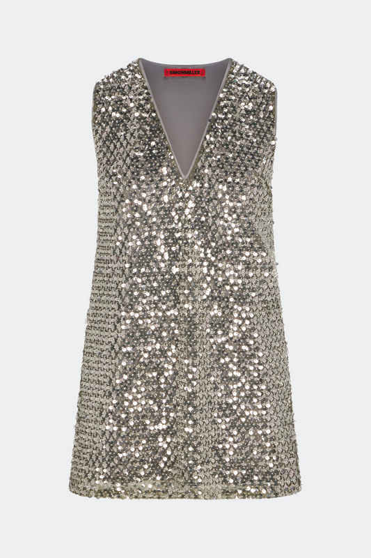 Silver Sequin Mini Dress