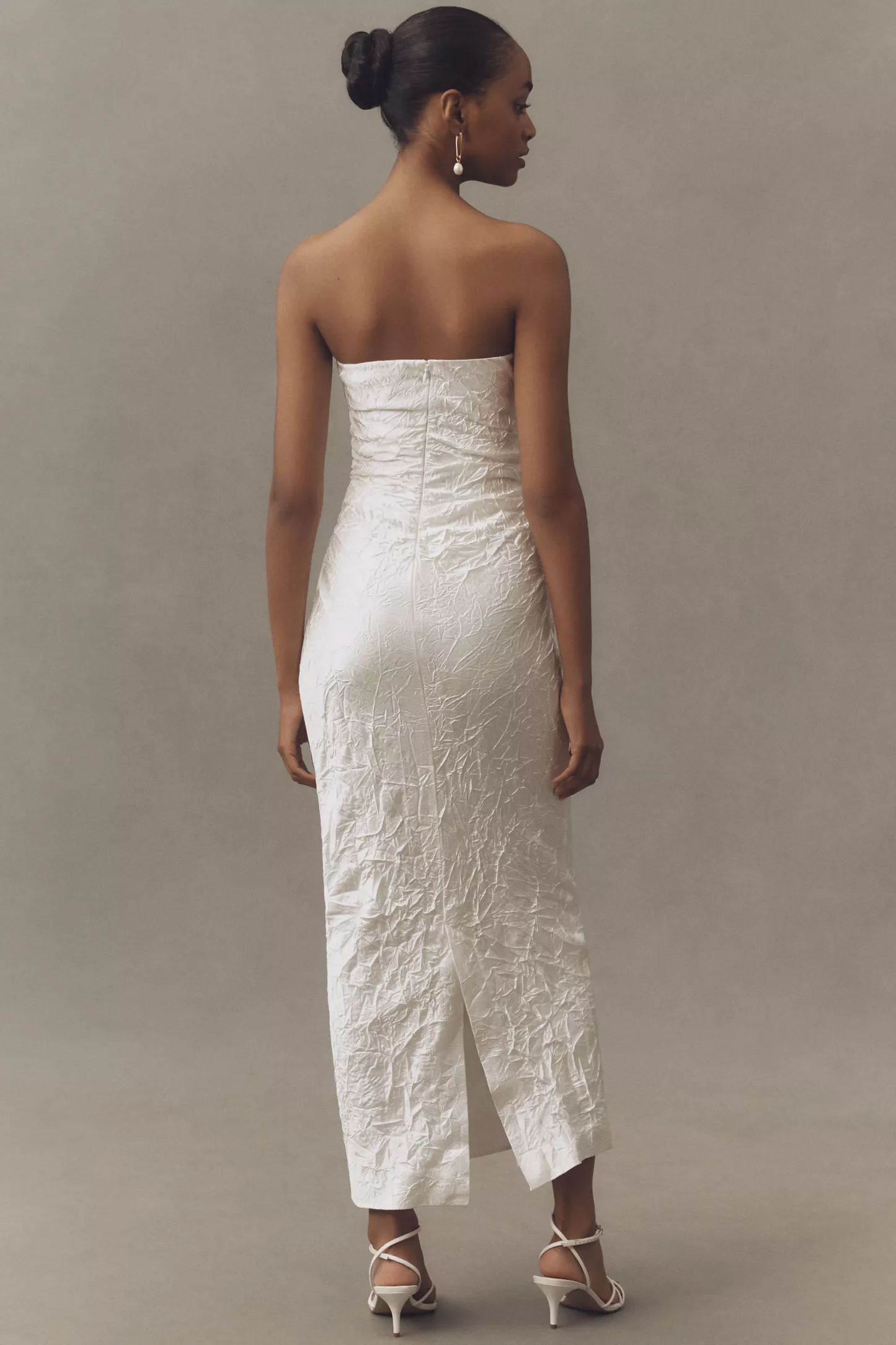 Crinkled Satin Midi Dress