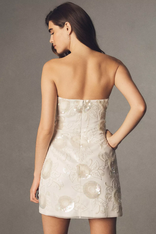 BHLDN Embellished Floral Mini Dress