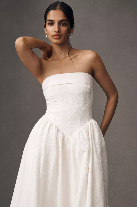 Strapless Jacquard Maxi Dress
