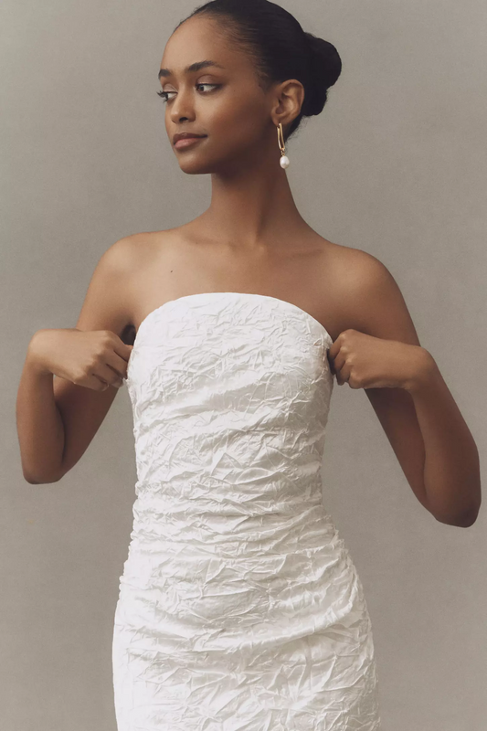 Crinkled Satin Midi Dress