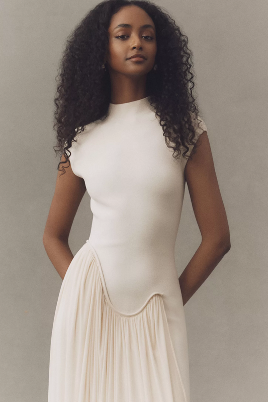 ET OCHS Asymmetric Knit Combo Midi Dress