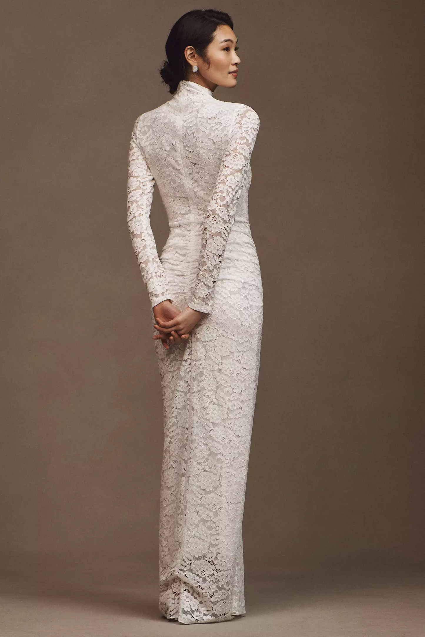 Ruched Lace Maxi Dress