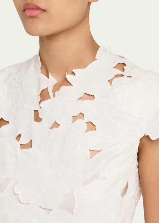 White Lace High Neck Mini Dress