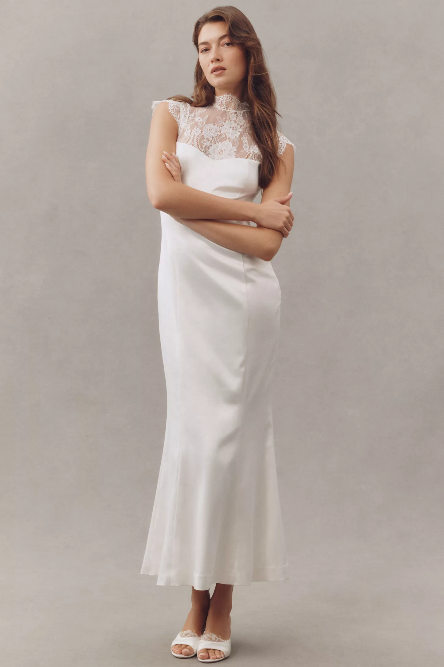 Lace Cap Sleeve Stretch Maxi Dress