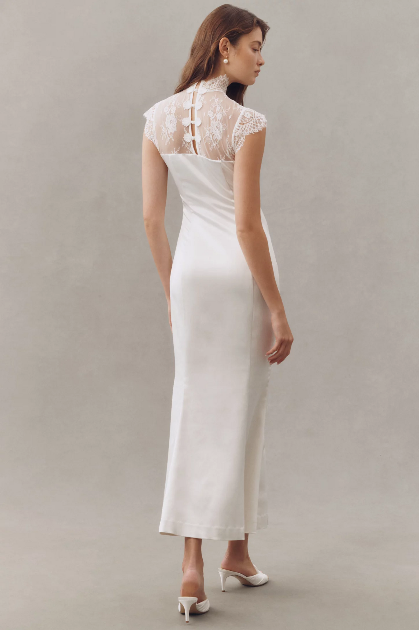 Lace Cap Sleeve Stretch Maxi Dress