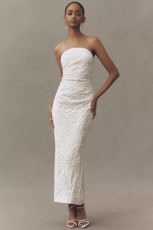 Crinkled Satin Midi Dress