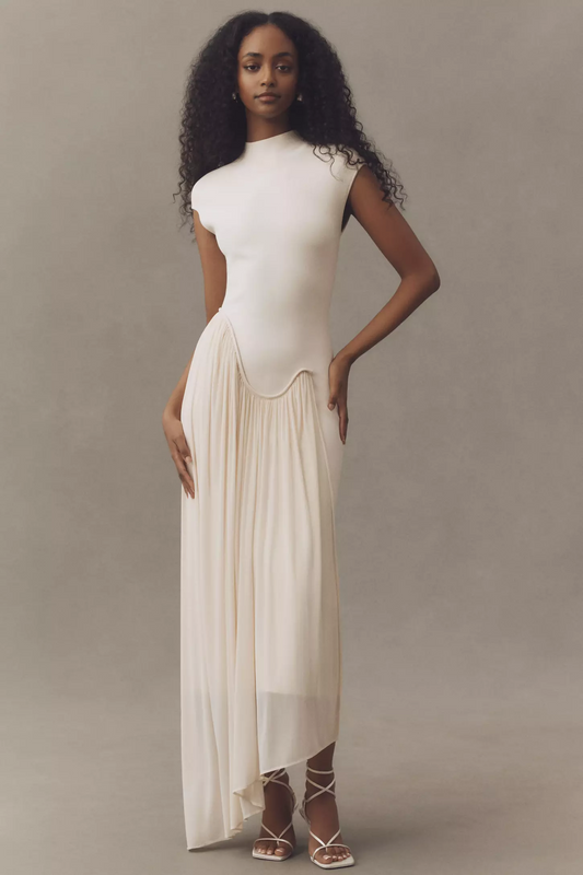 ET OCHS Asymmetric Knit Combo Midi Dress