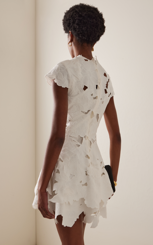 Embossed Floral Mini Dress