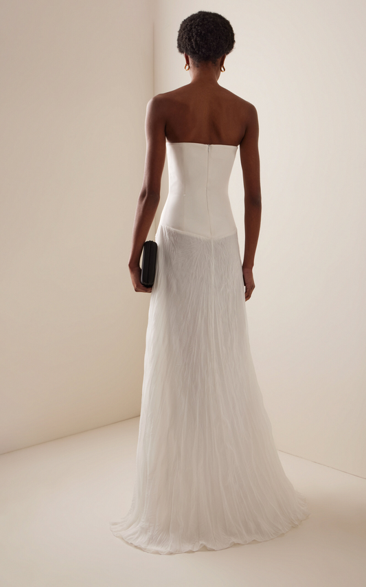 Satin-Chiffon Sheer Maxi Dress