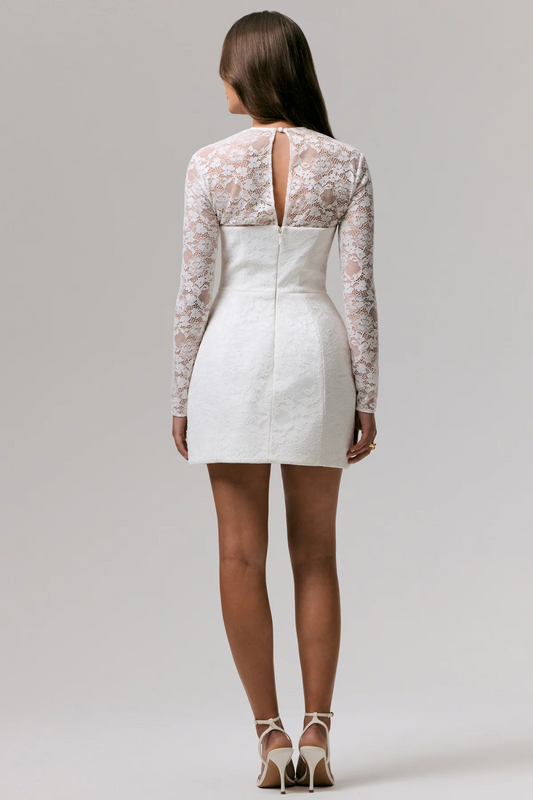 Lace Long-Sleeve Mini Dress