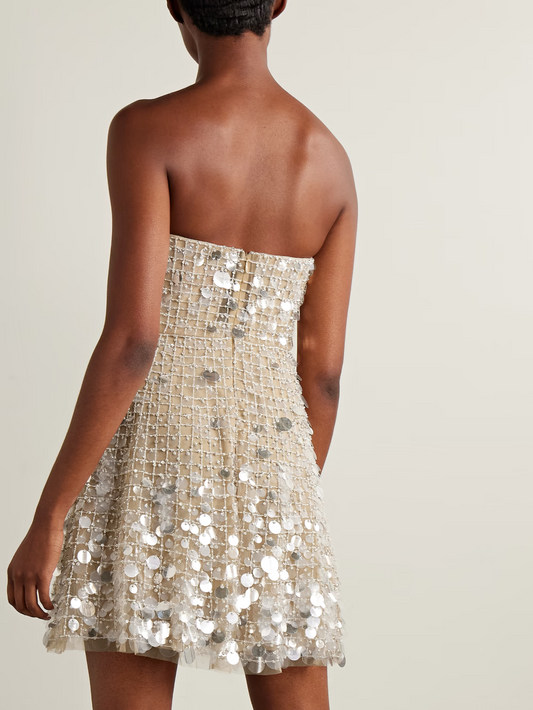 Embellished Tulle Mini Dress