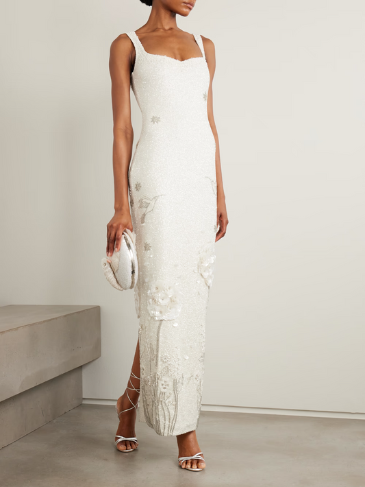 Hummingbird Stretch-tulle Gown