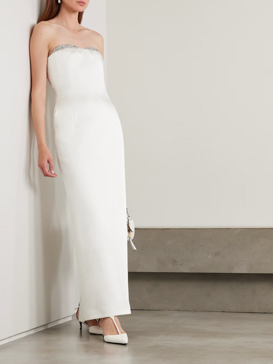 Crystal-Embellished Satin Gown