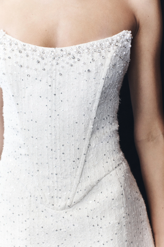 Strapless Corset Tweed Mini Dress