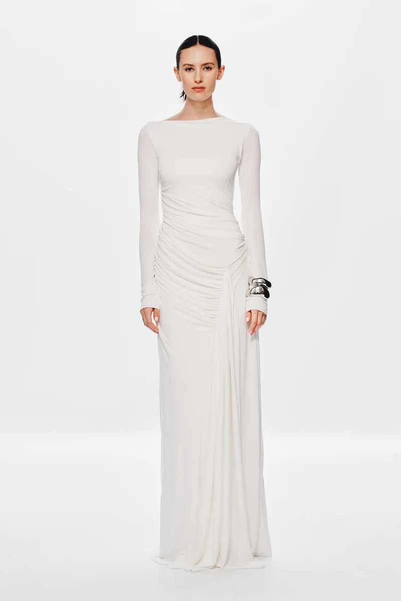 White Long Sleeve Maxi Dress