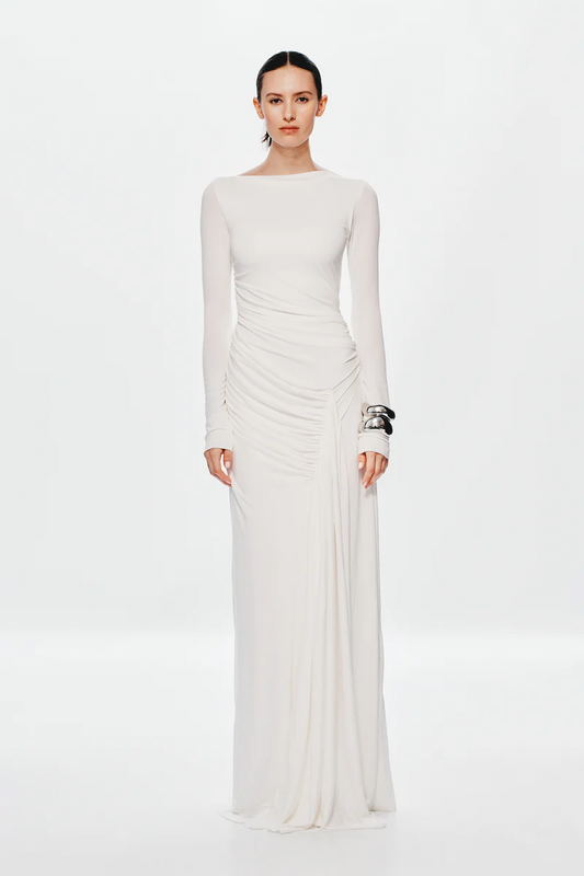 White Long Sleeve Maxi Dress