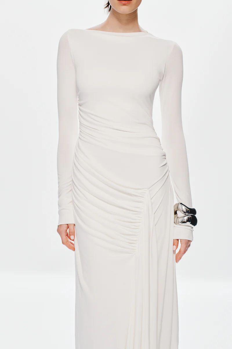 White Long Sleeve Maxi Dress