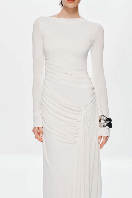 White Long Sleeve Maxi Dress