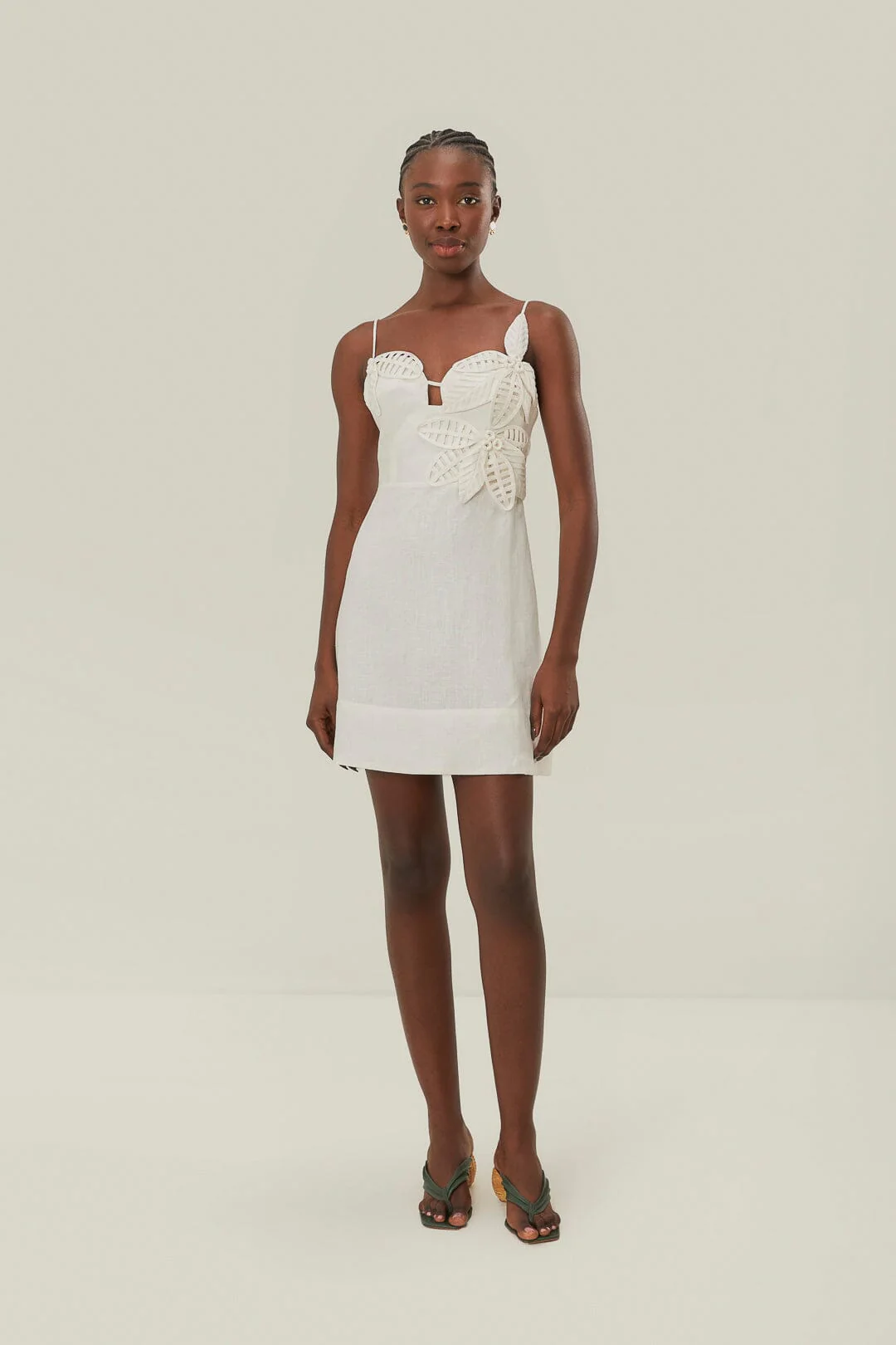 White 3D Flower Mini Dress