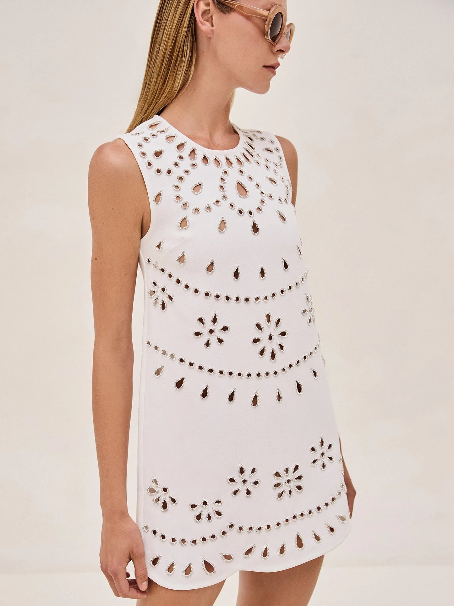 Eyelet Scallop White Dress