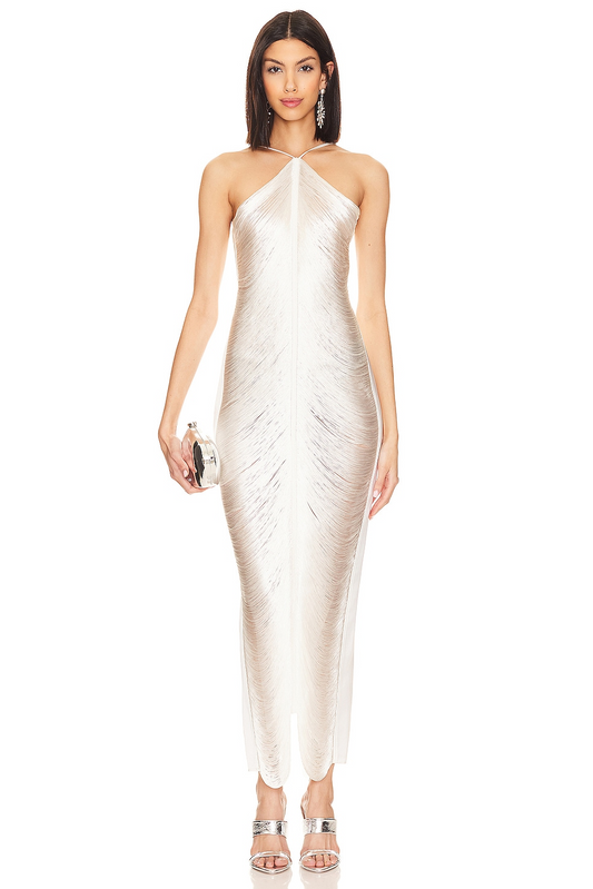 Fringe Satin Gown