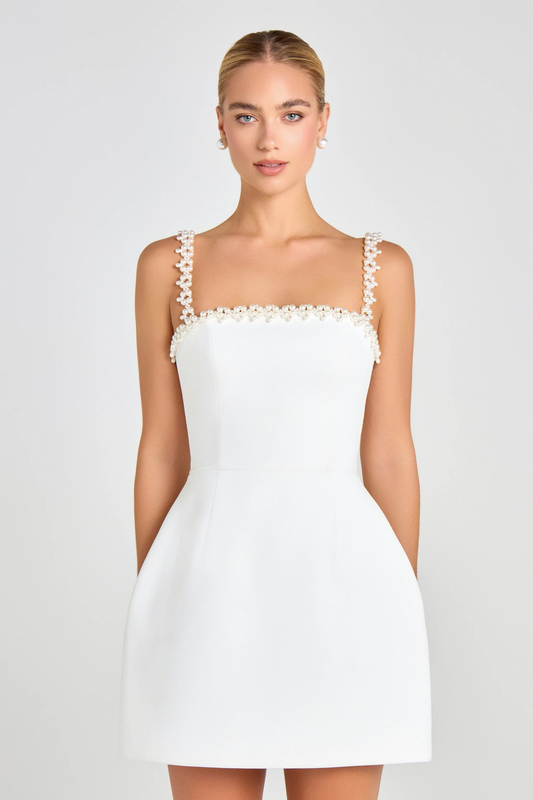 Pearl Embellished Mini Dress