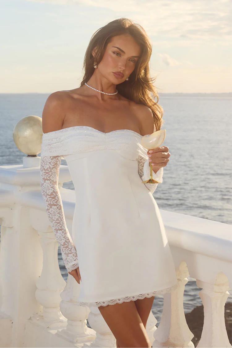 Lace Long Sleeve Mini Dress