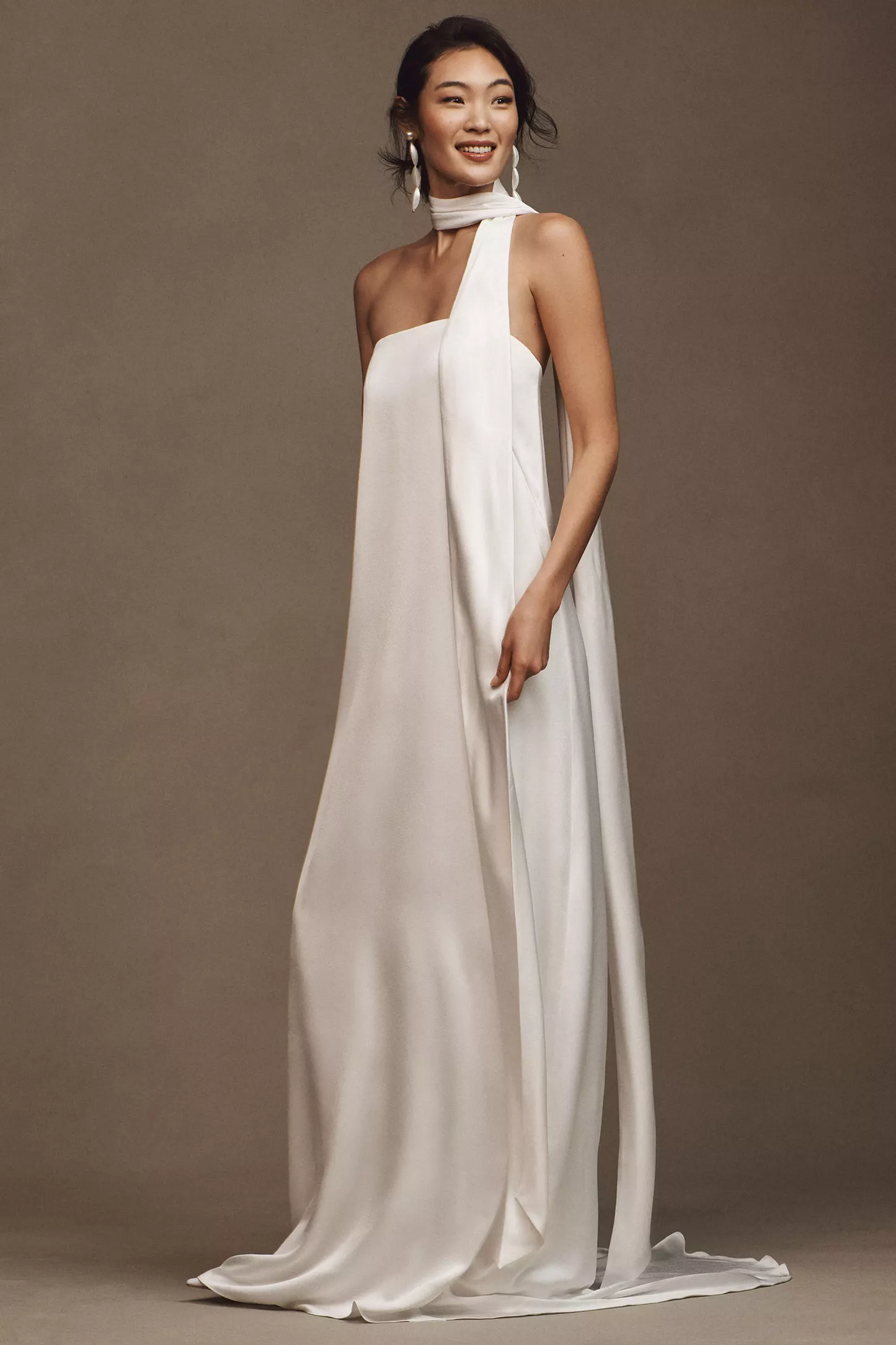 Strapless Sheath Gown with Neck Scarf