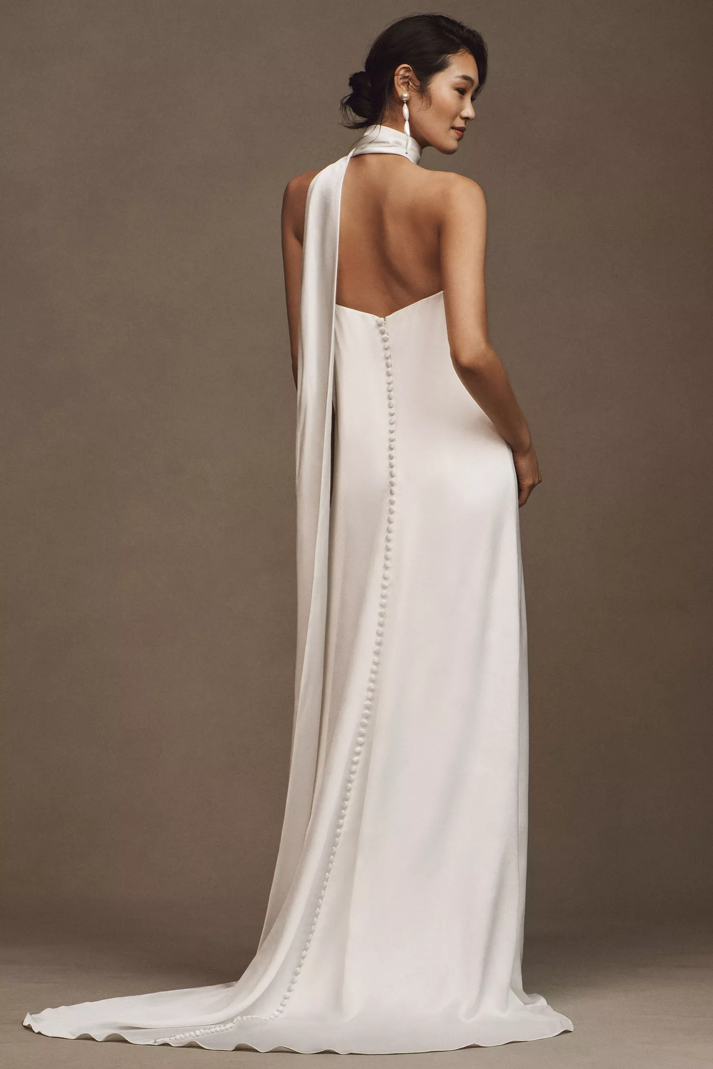Strapless Sheath Gown with Neck Scarf