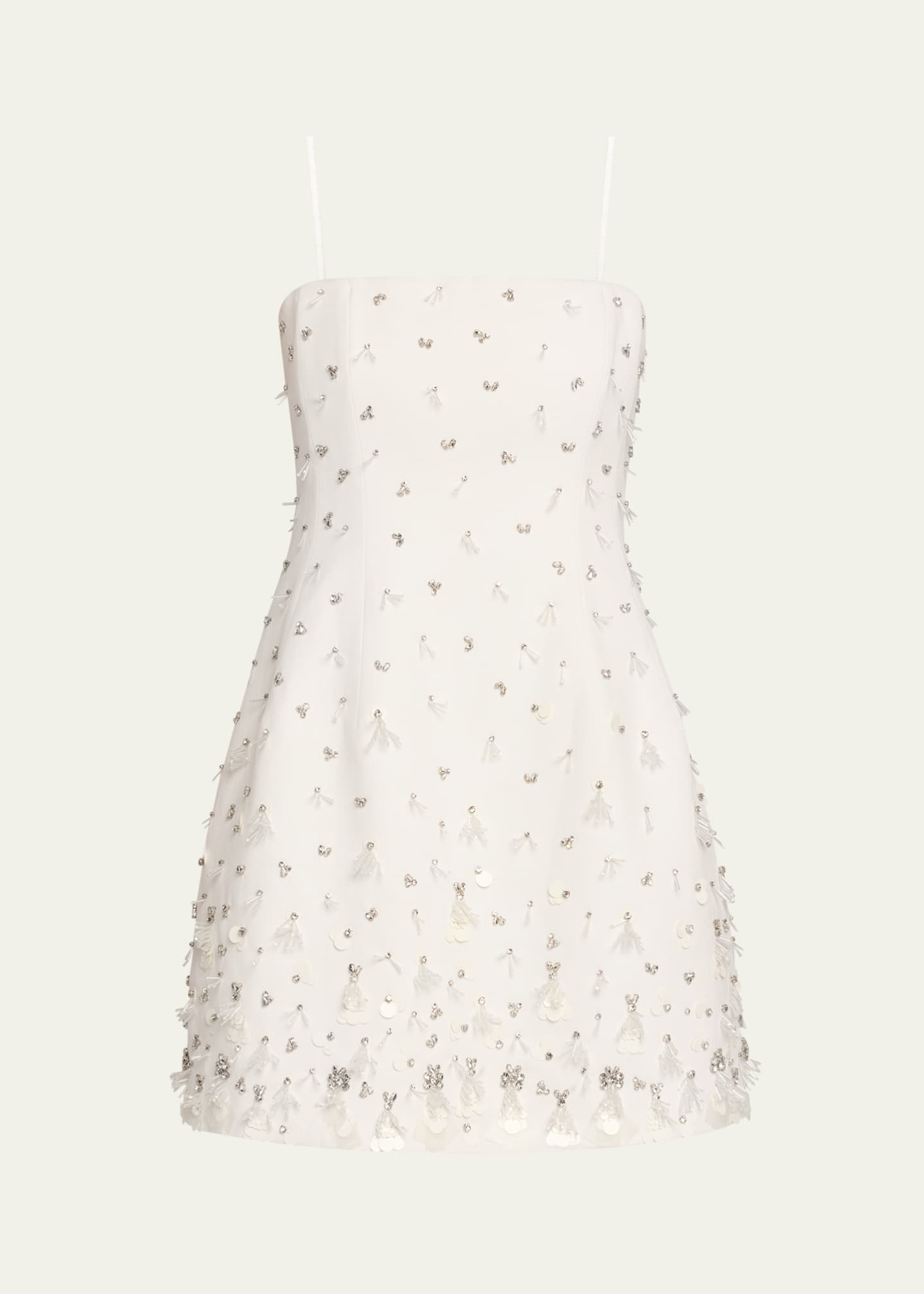 White Embellished Strapless Mini Dress