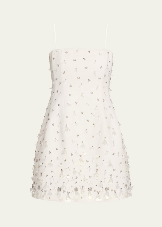 White Embellished Strapless Mini Dress