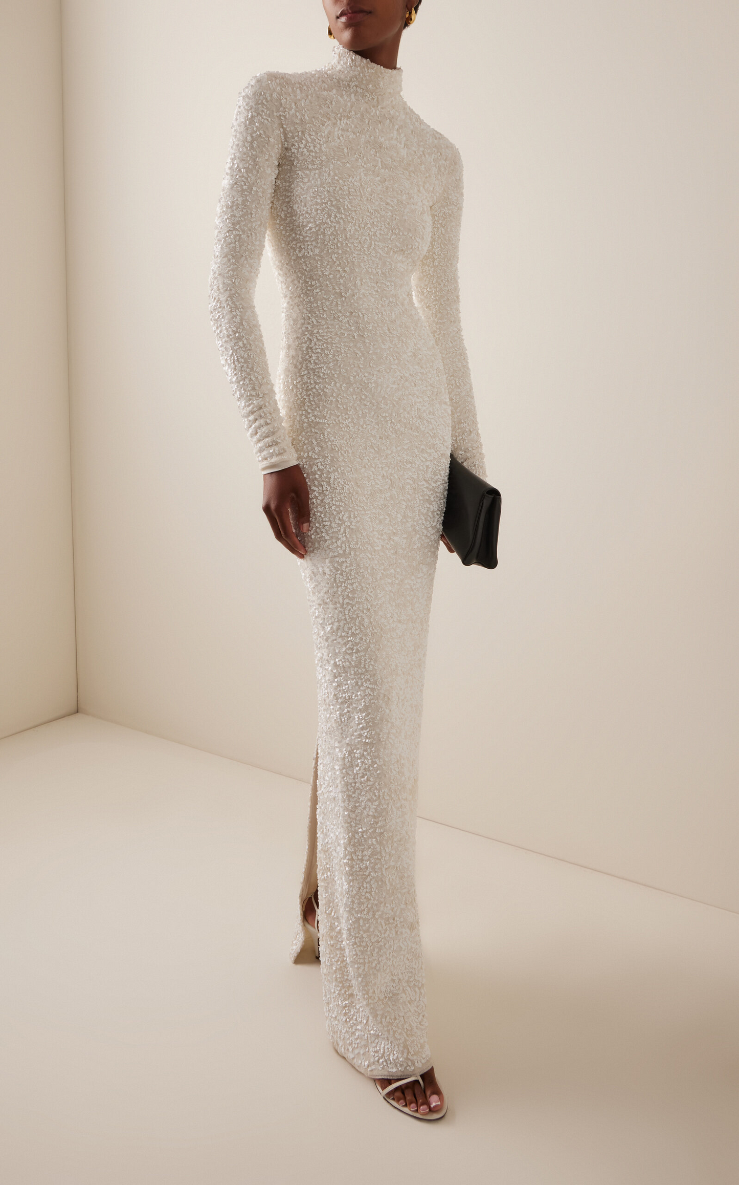 Sequined Turtleneck Maxi Dress