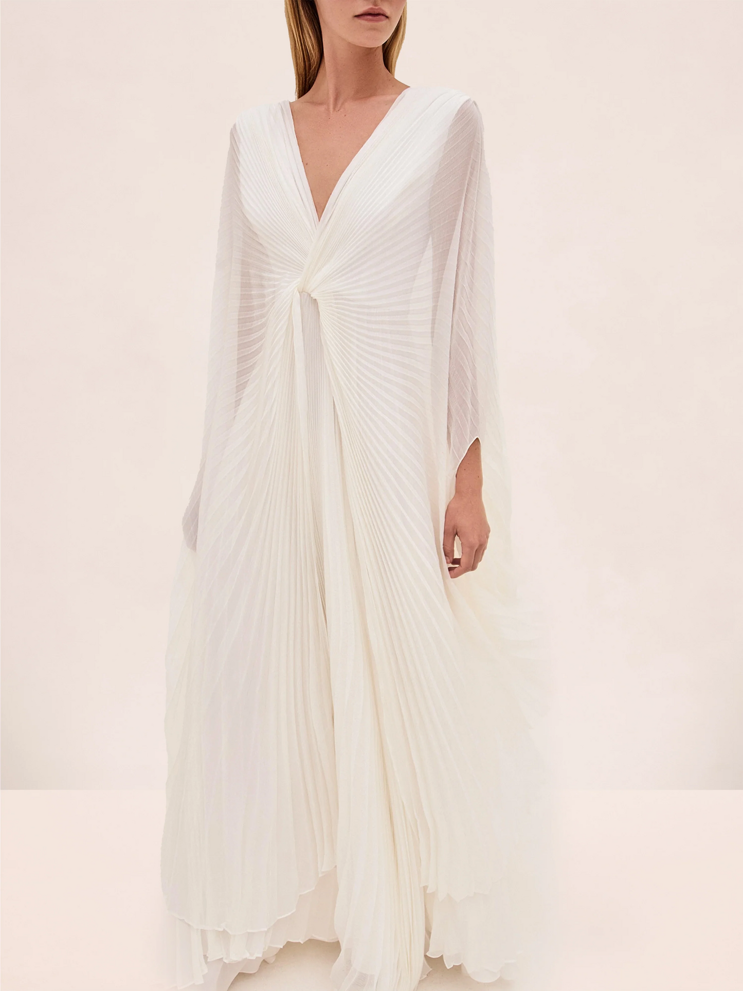 White Elegant Pleated Gown
